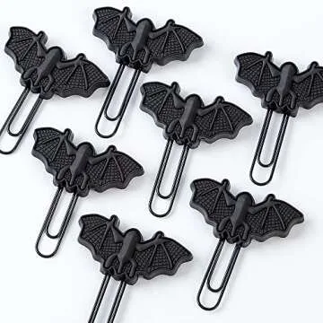 tiecawk 16Pack Halloween Bat Paper Clips Artificial Black Bat Bookmarks Soft PVC Bat Paperclips in Box for Halloween Festival Party Decoration Birthday Gift Home Office Supplies