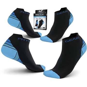 Physix Gear Sport Compression Socks - Best Low Compression Women & Men Ankle Socks with Arch Support