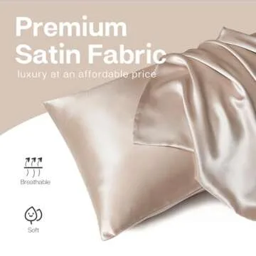 MR&HM Satin Pillowcase for Hair and Skin, Silk Satin Pillowcase 2 Pack, Queen Size Pillow Cases Set of 2, Silky Pillow Cover with Envelope Closure (20x30, Champagne)