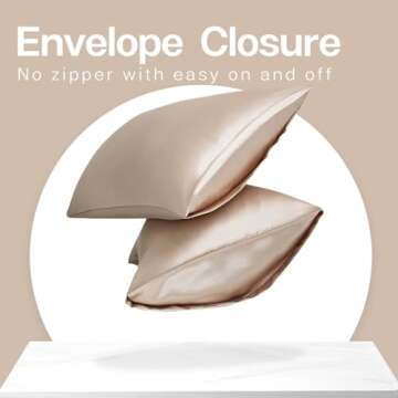 MR&HM Satin Pillowcase for Hair and Skin, Silk Satin Pillowcase 2 Pack, Queen Size Pillow Cases Set of 2, Silky Pillow Cover with Envelope Closure (20x30, Champagne)