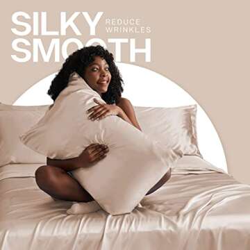 MR&HM Satin Pillowcase for Hair and Skin, Silk Satin Pillowcase 2 Pack, Queen Size Pillow Cases Set of 2, Silky Pillow Cover with Envelope Closure (20x30, Champagne)