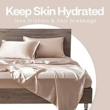 MR&HM Satin Pillowcase for Hair and Skin, Silk Satin Pillowcase 2 Pack, Queen Size Pillow Cases Set of 2, Silky Pillow Cover with Envelope Closure (20x30, Champagne)