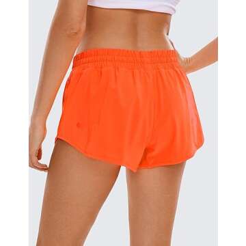 CRZ YOGA Women's Running Shorts 2.5" - Quick Dry Neon Orange