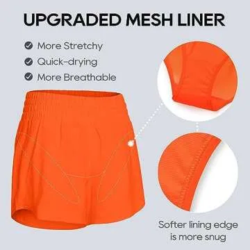 CRZ YOGA Women's Quick Dry Running Shorts - Neon Orange