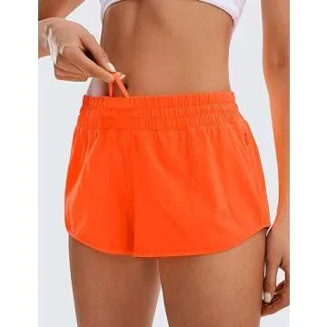 CRZ YOGA Women's Quick Dry Running Shorts - Neon Orange
