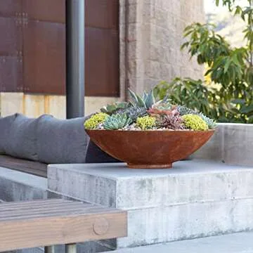 Veradek Corten Steel Round Bowl Planter, 8-Inch Height by 32-Inch Diameter, Rust (RBV32RS)