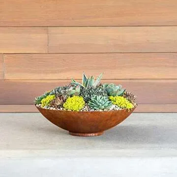 Veradek Corten Steel Round Bowl Planter, 8-Inch Height by 32-Inch Diameter, Rust (RBV32RS)