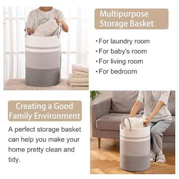 SIXDOVE Laundry Basket, Laundry Hamper, Baby Nursery Hamper, Foldable Laundry Hamper with Handles, Storage Blanket Clothes Toys in Bedroom, Living Room-13.8 "L * 19.7 "H-Gradient Grey