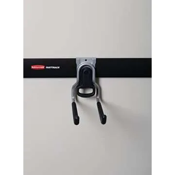 Rubbermaid FastTrack Rail Garage Organization Multi-Purpose Hook, 50 lbs Capacity, Satin Nickel, Wall Mounted Storage System, Direct Mount into FastTrack Garage Rail for Home/Garage Organization