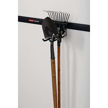 Rubbermaid FastTrack Rail Garage Organization Multi-Purpose Hook, 50 lbs Capacity, Satin Nickel, Wall Mounted Storage System, Direct Mount into FastTrack Garage Rail for Home/Garage Organization