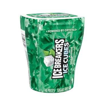 ICE BREAKERS Ice Cubes Spearmint Sugar Free Chewing Gum Bottle, 3.24 oz (40 Pieces)