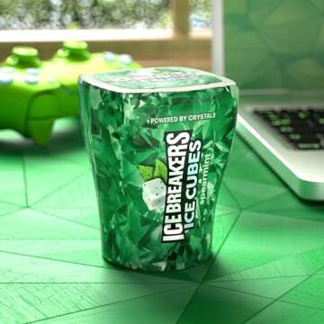 Refreshing ICE BREAKERS Ice Cubes Spearmint Gum Bottle