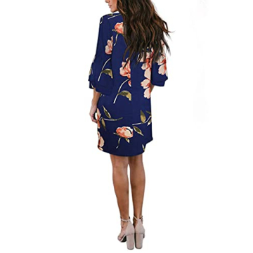 BELONGSCI Summer Dress Cute V-Neck Bell Sleeve Mini Dress