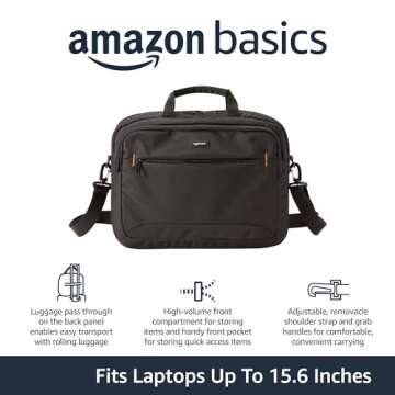 Amazon Basics Versatile Laptop Carrying Case – 15.6-inch, Stylish Black