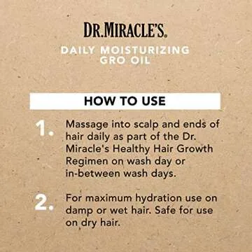 Dr. Miracle's Daily Moisturizing Gro Oil, Blended with Vitamins A, D, E, Avocado & Aloe Vera For Healthy Hair Growth, 4 Ounce