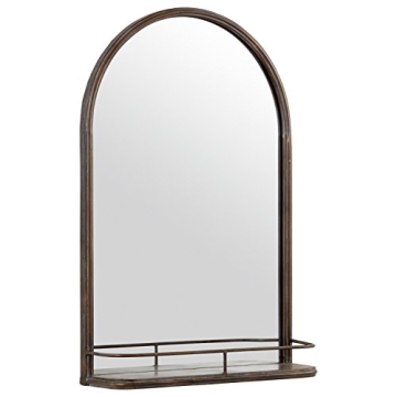 Stylish Arc Iron Wall Mount Mirror with Shelf