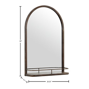 Stylish Arc Iron Wall Mount Mirror with Shelf