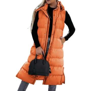 Grlasen Women's Long Quilted Hooded Vest Stylish Winter Puffer Jacket