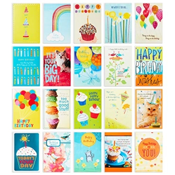 Hallmark Birthday Cards Assortment - 20 Cards with Envelopes for Organizing