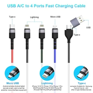 10 Ft USB C Multi Fast Charging Cable for All Devices