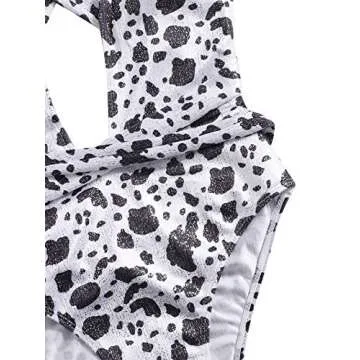SweatyRocks Women's Sexy Bathing Suits Criss Cross Tie Knot Front Deep V Open Back Leopard One Piece Swimwear