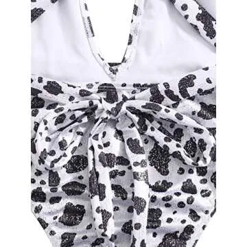 SweatyRocks Women's Sexy Bathing Suits Criss Cross Tie Knot Front Deep V Open Back Leopard One Piece Swimwear