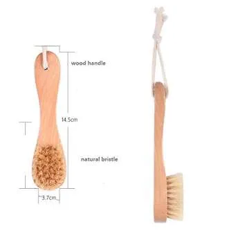 Natural Bristles Wooden Face Cleaning Brush Wood Handle Facial Cleanser Nose Scubber Exfoliating Facial Skin Care Pack of 2