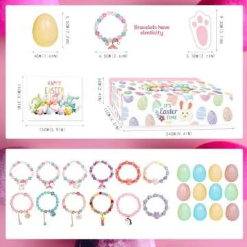 Mason Life Easter Eggs Fillers with Bracelets, Easter Eggs with Toys, Party Favors for Girls, Easter...