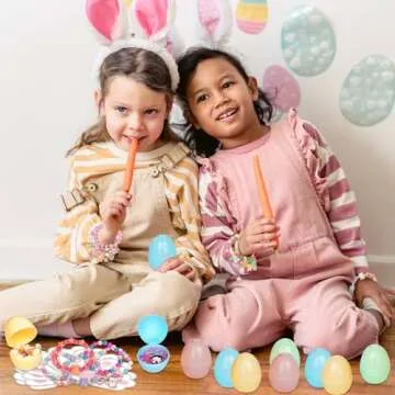 Mason Life Easter Eggs Fillers with Bracelets, Easter Eggs with Toys, Party Favors for Girls, Easter Egg Stuffers for Toddler, Easter Egg Fillers Gifts, Easter Gifts for Kids, 12PCS