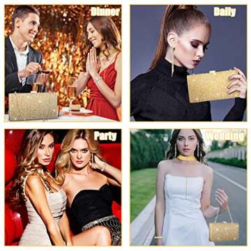 Kigeli 4 Pcs Women Rhinestone Evening Clutch Bag Crystal Envelope Handbag Bling Glitter Clutch Purses Crystal Jewelry Set Wedding Cocktail Prom Bags for Christmas Party