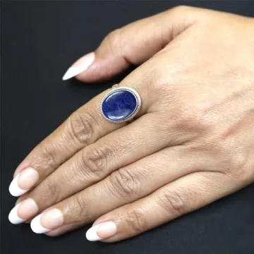 Handmade Blue Lapis Lazuli Silver Ring for Women