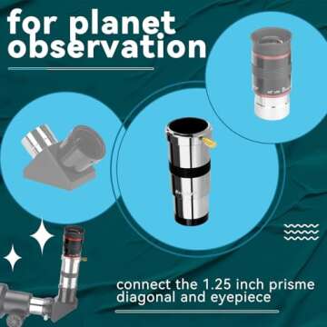 SVBONY SV137 3X Barlow Lens 1.25 inch Telescope Accessory Metal Body Fully Multi-Coated Barlow Eyepiece with Internal Brass Ring