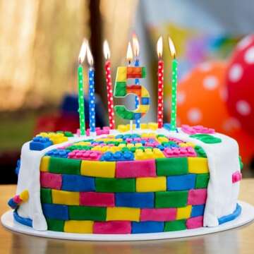 Rossesay Building Block Number 0-9 Birthday Cake Candle Numeral Birthday Sparkler Candles for Building Block Cake Topper for Party Decorations Supplies(Number 5)