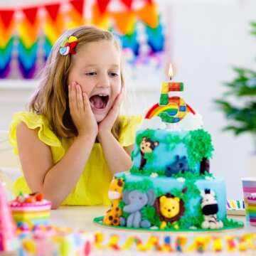 Rossesay Building Block Number 0-9 Birthday Cake Candle Numeral Birthday Sparkler Candles for Building Block Cake Topper for Party Decorations Supplies(Number 5)