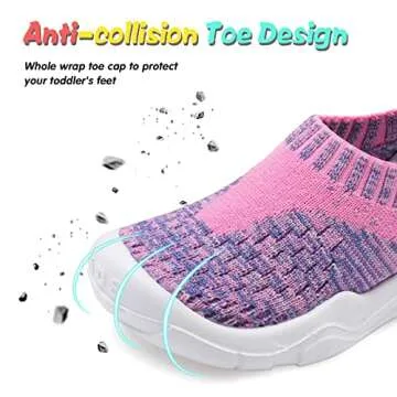 JOINFREE Kids Shoes Toddler Sock Sneakers Slip on Lightweight Walking Shoe for Boys Girls Pink Purple 11 Little Kid