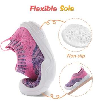 JOINFREE Kids Shoes Toddler Sock Sneakers Slip on Lightweight Walking Shoe for Boys Girls Pink Purple 11 Little Kid