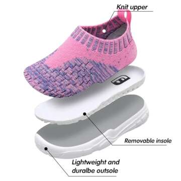 JOINFREE Kids Shoes Toddler Sock Sneakers Slip on Lightweight Walking Shoe for Boys Girls Pink Purple 11 Little Kid