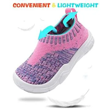JOINFREE Kids Shoes Toddler Sock Sneakers Slip on Lightweight Walking Shoe for Boys Girls Pink Purple 11 Little Kid