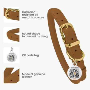 Adjustable BRONZEDOG Rolled Leather Dog Collar for Pets