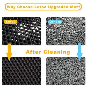 LeToo Cat Litter Mat Black Trapping for Litter Box, No Slip Large, Urine Waterproof, Honeycomb Double Layer Anti Tracking Kitty Mats, No Phthalate, Washable Easy Clean (24" x 15", Black)