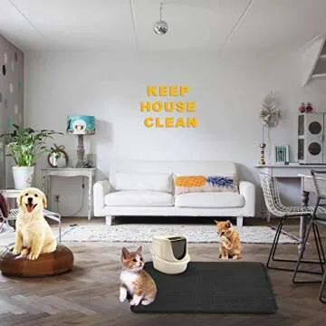 LeToo Cat Litter Mat Black Trapping for Litter Box, No Slip Large, Urine Waterproof, Honeycomb Double Layer Anti Tracking Kitty Mats, No Phthalate, Washable Easy Clean (24" x 15", Black)