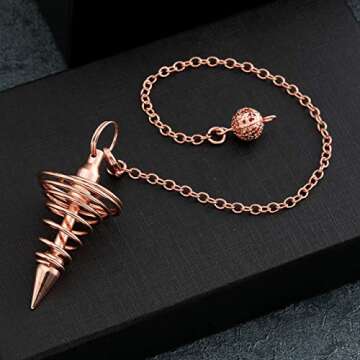 Jovivi Rose Gold Copper Pendulum for Divination Reiki Energy Healing Dowsing Wicca Balancing Spiritu...