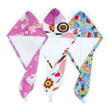 ELLEWIN Microfiber Hair Drying Towels for Kids, 3 Pack Wet Hair Towel Wrap Turban for Girls Children Women, Quick Dry Twisty Hair Towels Wrap for Curly Long Thick Hair Anti Frizz