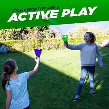 Geospace Original POP 'N Catch Family Skill Game with 2 Launchers - Launch & Catch The Ball for Hour...