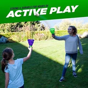 Geospace Original POP 'N Catch Family Skill Game with 2 Launchers - Launch & Catch The Ball for Hour...