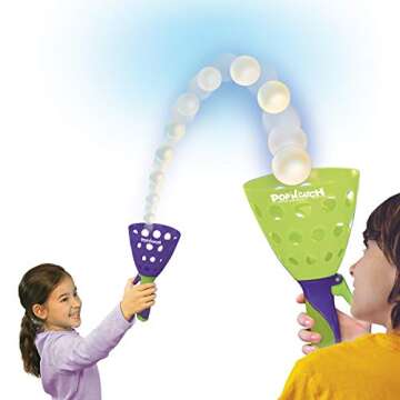 Geospace Original POP 'N Catch Family Skill Game with 2 Launchers - Launch & Catch The Ball for Hours of Fun! Perfect for Backyard, Beach or Tailgate Parties! Outdoor or Indoor Fun for Kids & Adults