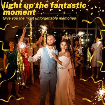 Motionchic 50 Pcs Wedding Fairy Wands with Bells Foil Tinsel Ribbon Stick Wands Tinsel Party Streame...