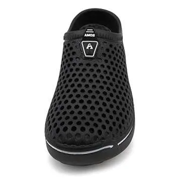 Amoji Garden Clogs Shoes Sandals House Slippers Home Room Shoes Indoor Outdoor Shower Shoe Sport Kids Child Children Baby Boys Girls (Toddler/Little Kid/Big Kid) Black 1-2 M US Little Kid