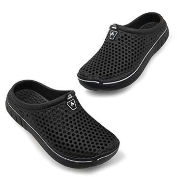 Amoji Garden Clogs Shoes Sandals House Slippers Home Room Shoes Indoor Outdoor Shower Shoe Sport Kids Child Children Baby Boys Girls (Toddler/Little Kid/Big Kid) Black 1-2 M US Little Kid