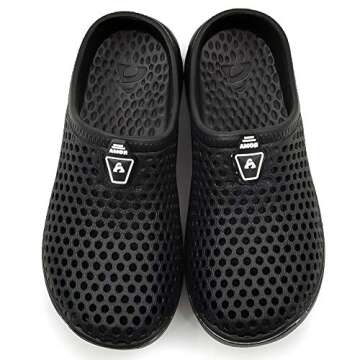 Amoji Garden Clogs Shoes Sandals House Slippers Home Room Shoes Indoor Outdoor Shower Shoe Sport Kids Child Children Baby Boys Girls (Toddler/Little Kid/Big Kid) Black 1-2 M US Little Kid